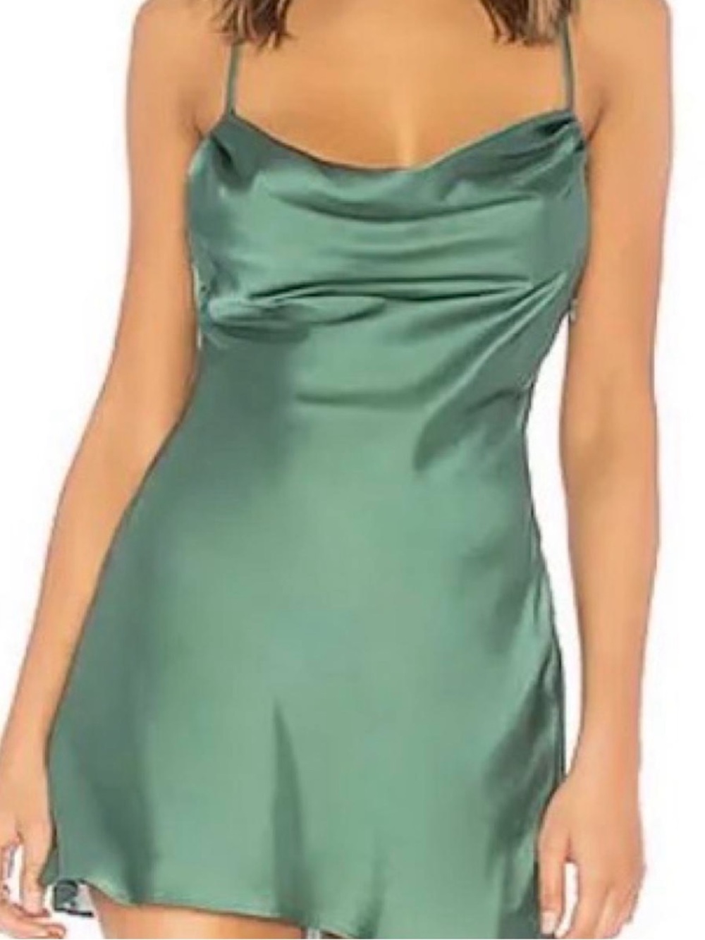 Lovers + Friends Satin Slip Dress in Emerald Green